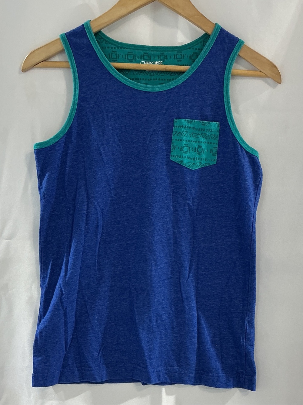 Cherokee Blue Tank with Teal Trim and Pocket